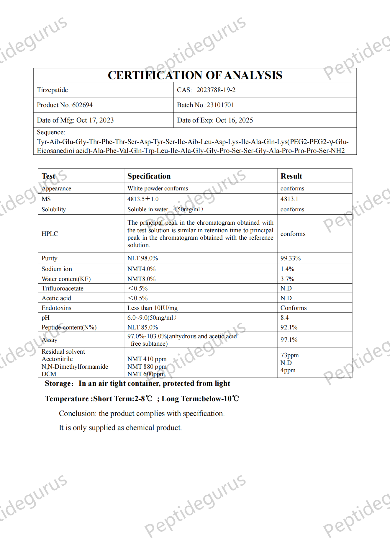 Tirzepatide Raw Material