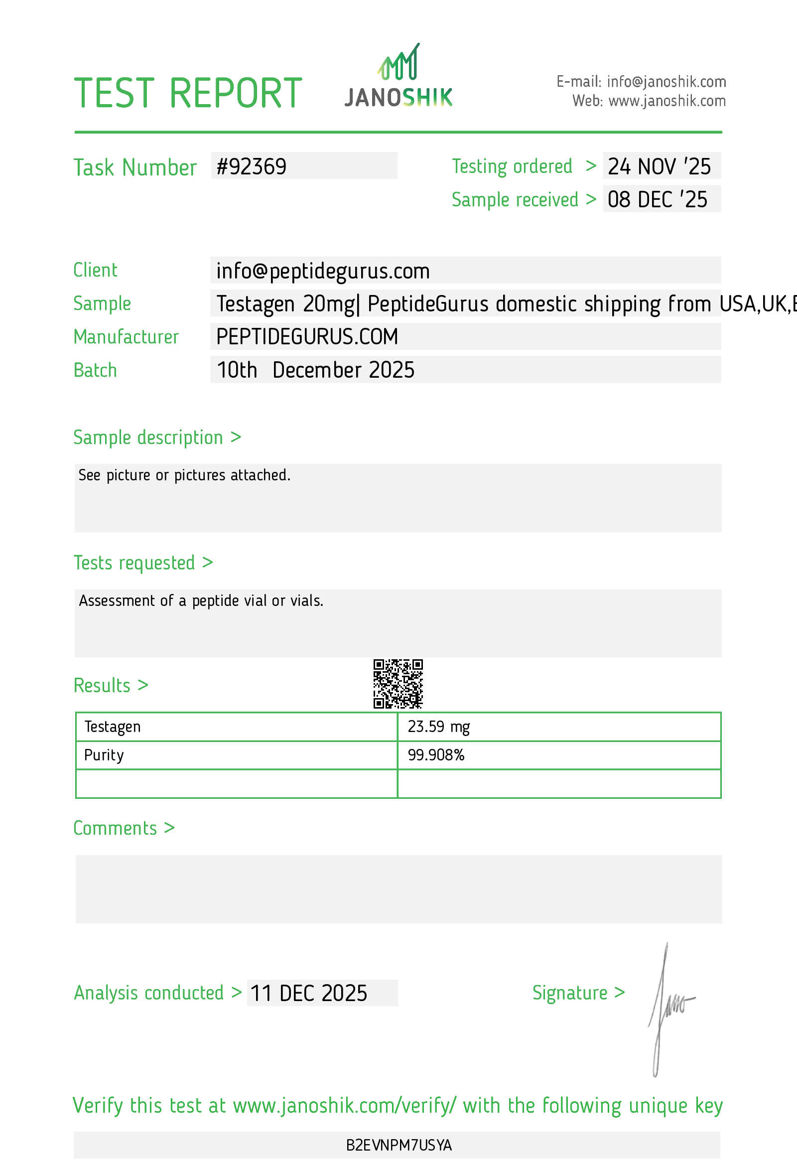 Testagen 20mg (Bioregulator)